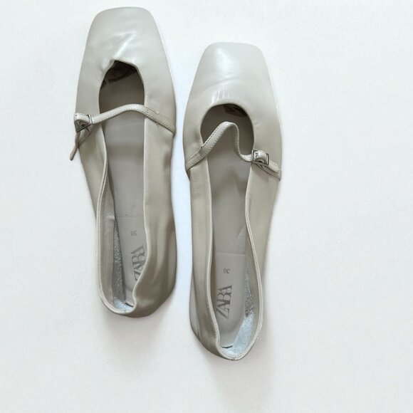 Zara White Leather Flats | Size 38 | New (No Tags) | Made in Turkey - Picture 2 of 11